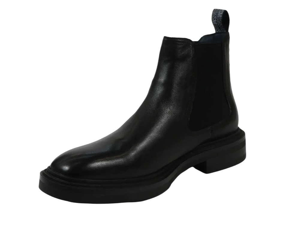 Men's Slip On Boot STEVE MADDEN Leather Upper Plain Toe Hatton Black