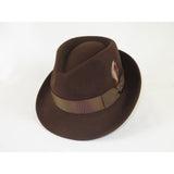Men BENTLY HEADWEAR Hat Australian Wool Pinch Front Fedora Hudson HU421 Brown