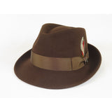 Men BENTLY HEADWEAR Hat Australian Wool Pinch Front Fedora Hudson HU421 Brown