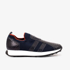 Vinci The Aslan Navy Knitted & Leather Men Leather Dress Sneaker