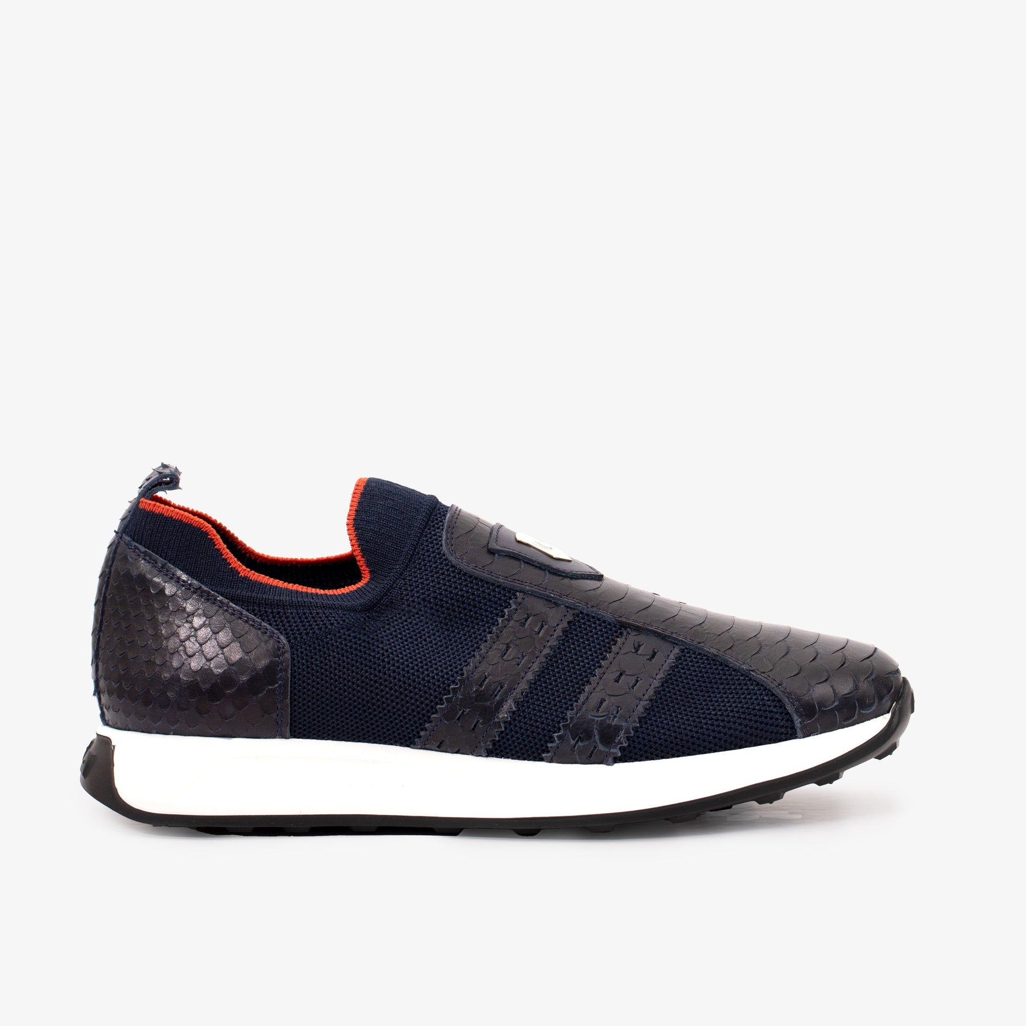 Vinci The Aslan Navy Knitted & Leather Men Leather Dress Sneaker