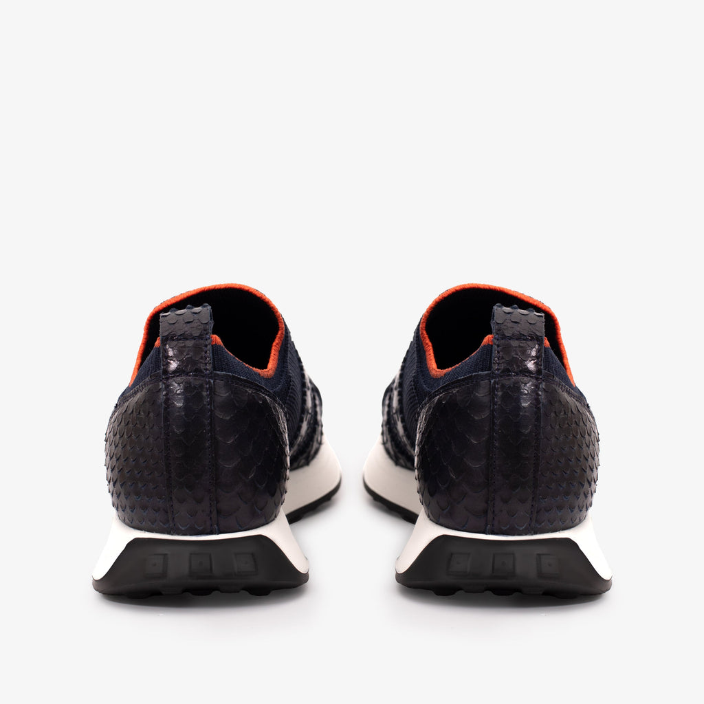 Vinci The Aslan Navy Knitted & Leather Men Leather Dress Sneaker
