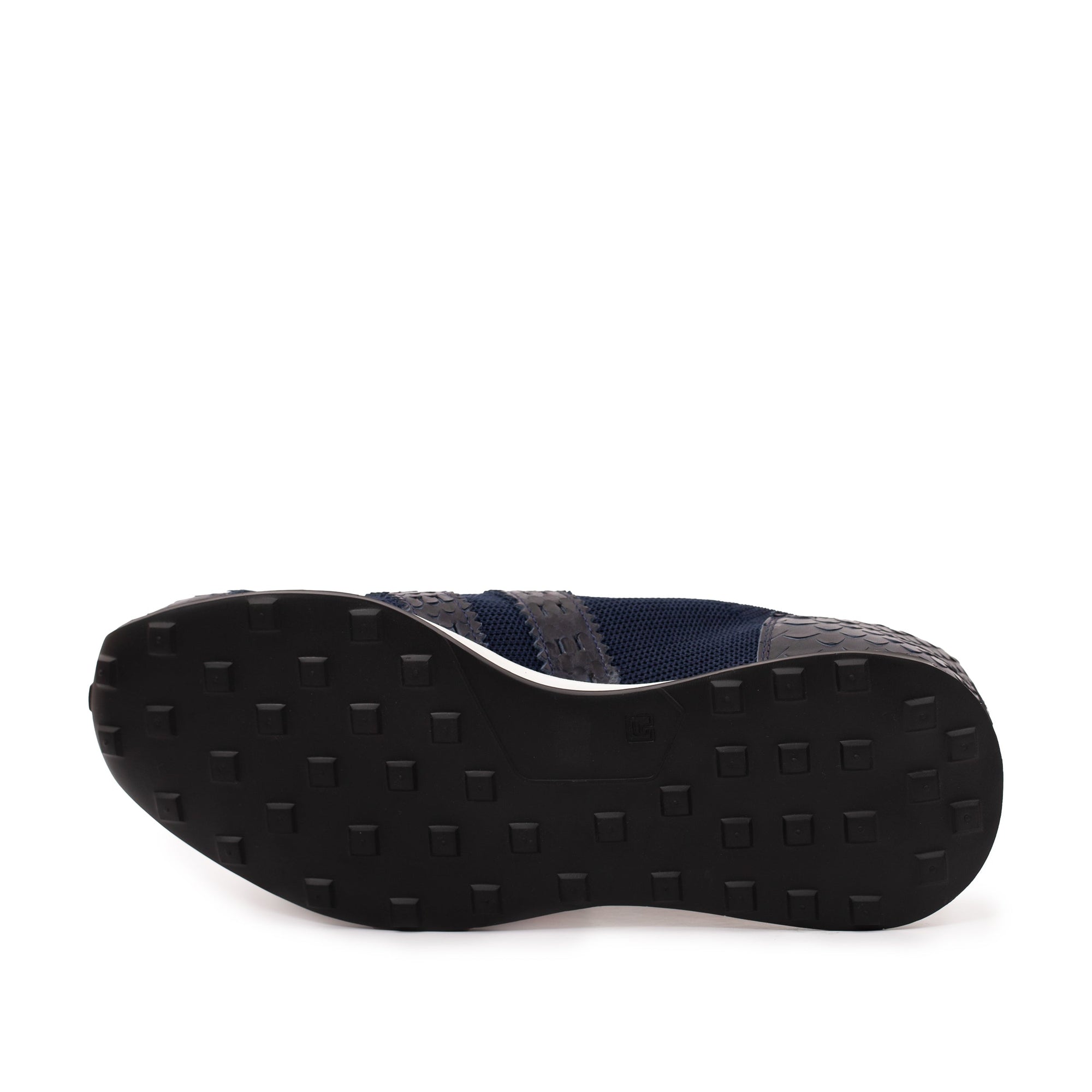 Vinci The Aslan Navy Knitted & Leather Men Leather Dress Sneaker