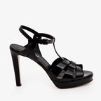 The Parisian Black Patent Leather T-Strap Platform Heel Women Sandal