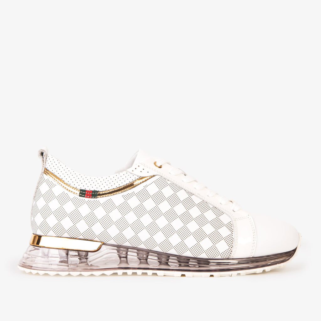 Vinci The Cenova White & Gold Leather Men Sneaker