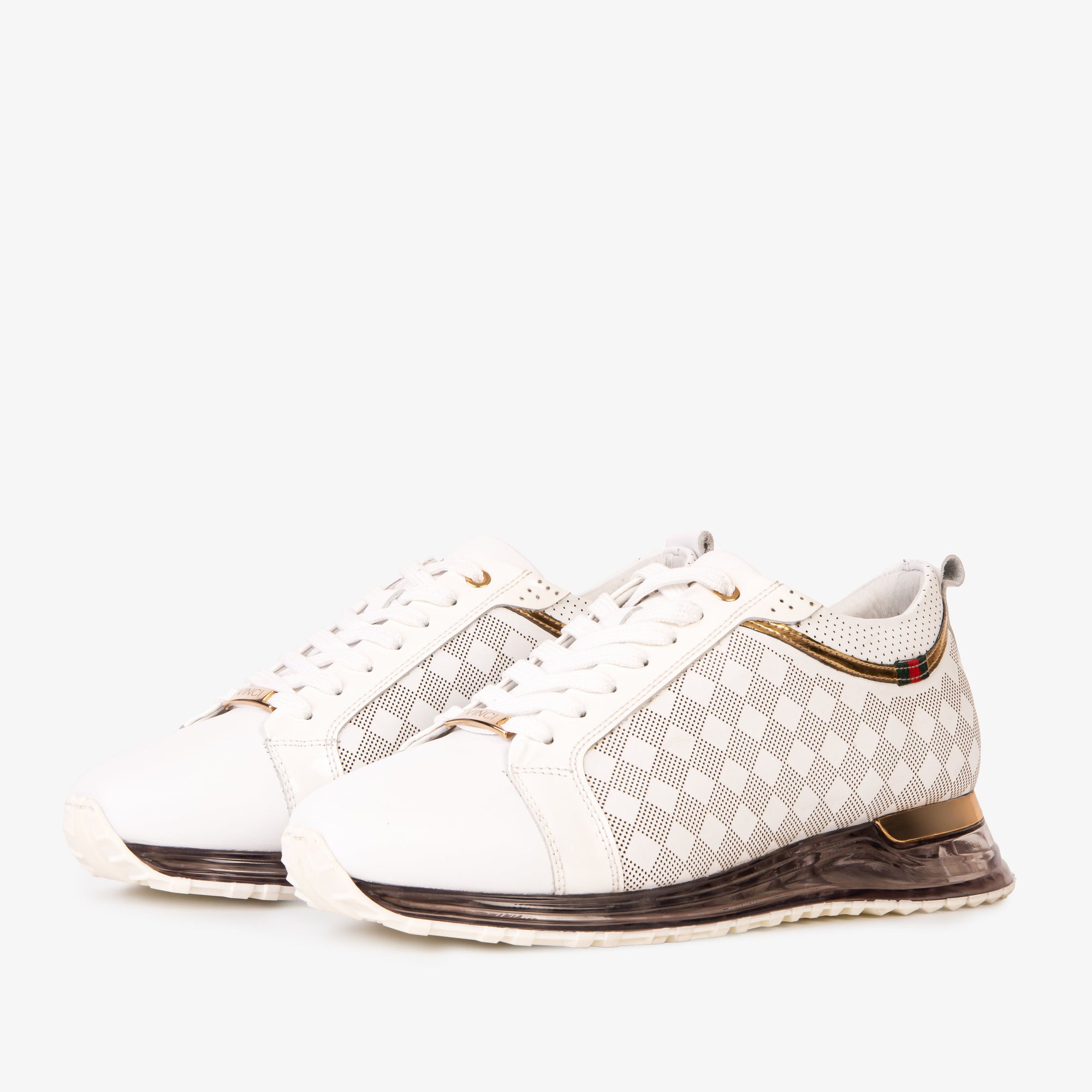Vinci The Cenova White & Gold Leather Men Sneaker