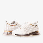 Vinci The Cenova White & Gold Leather Men Sneaker