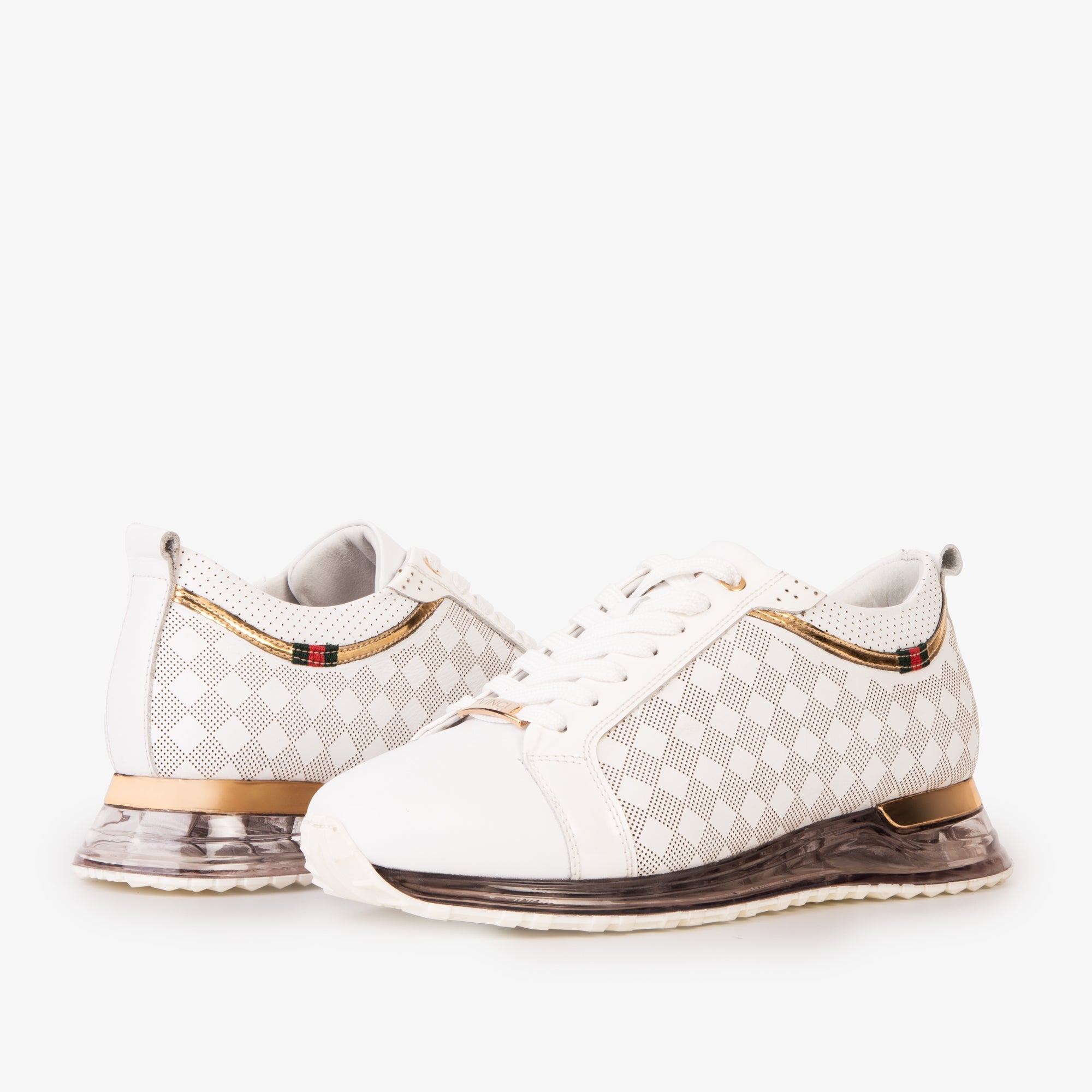 Vinci The Cenova White & Gold Leather Men Sneaker