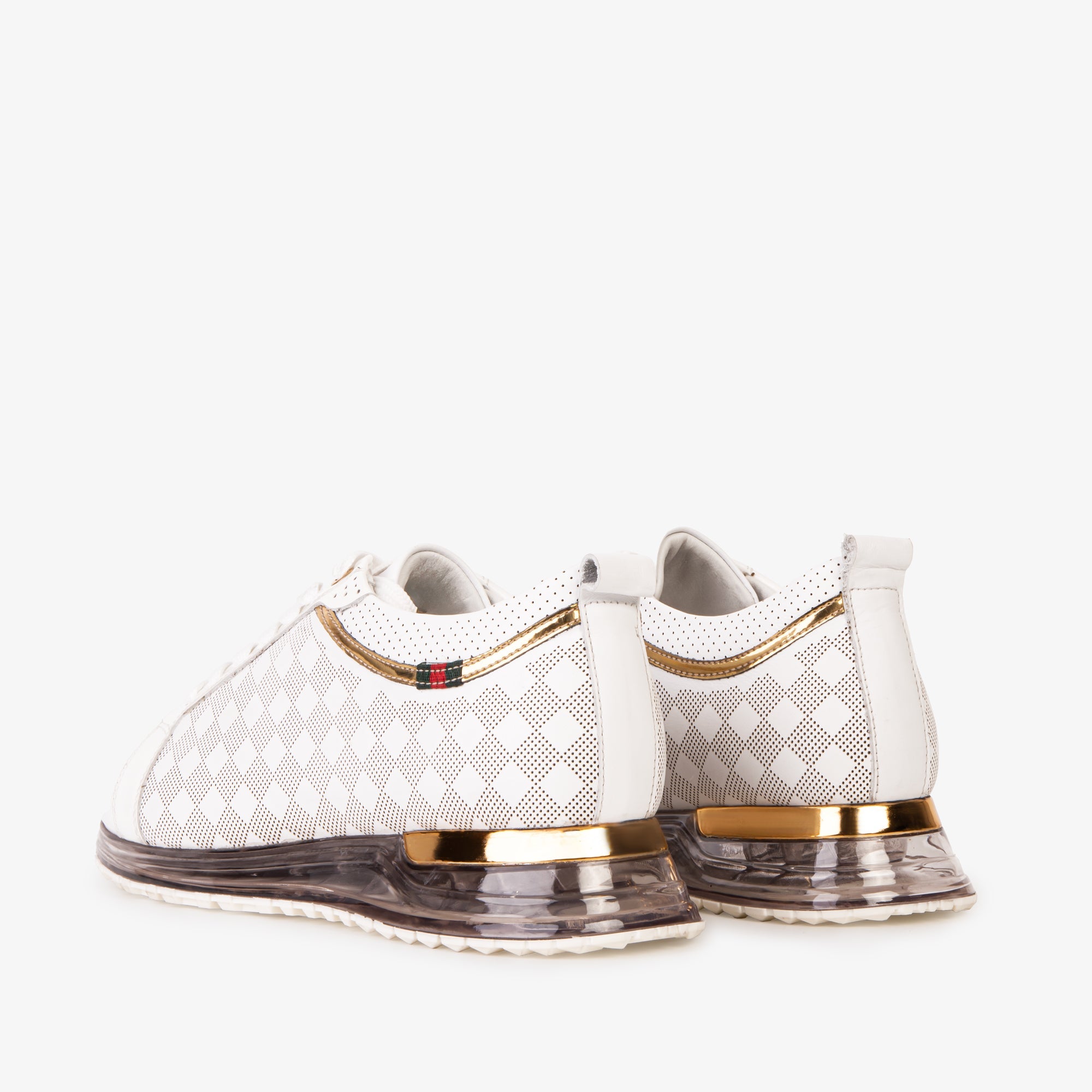 Vinci The Cenova White & Gold Leather Men Sneaker