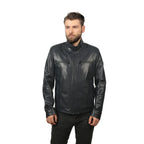 Vinci The Leroy Navy Blue Leather Men Jacket