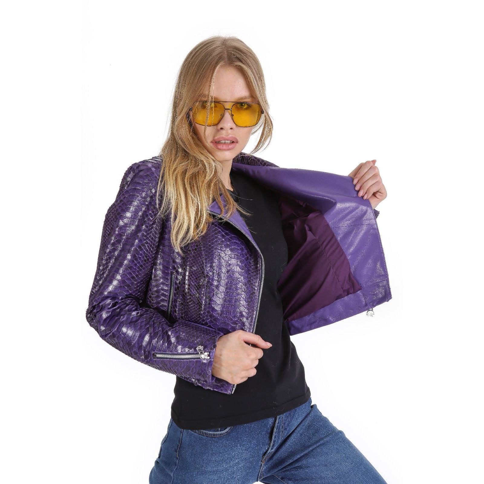 The Rubert Purple Snake Leather Women Jacket