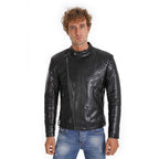 The Aristes Pythn Black Leather Men Jacket