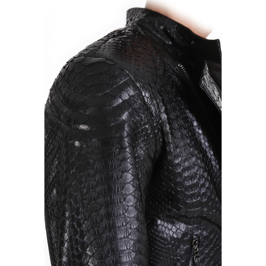 The Aristes Pythn Black Leather Men Jacket