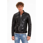 The Solvito Pythn Black Leather Men Jacket