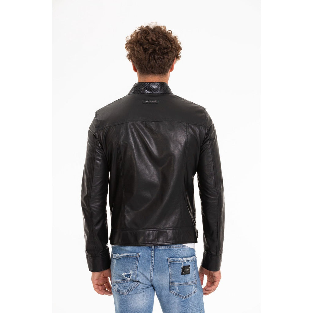 The Solvito Pythn Black Leather Men Jacket