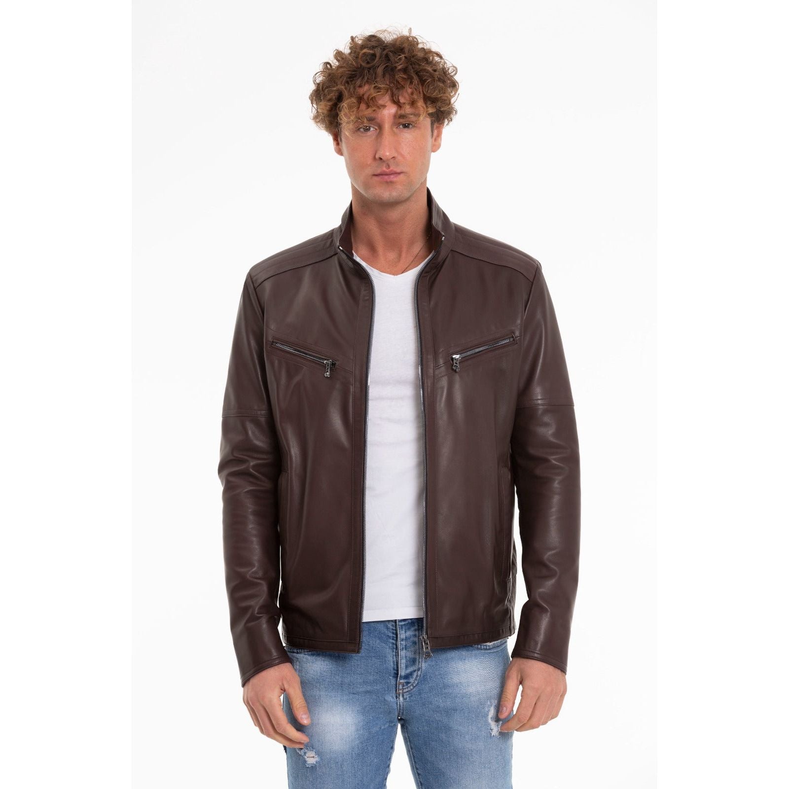 The Alamo Brown Leather Men Jacket