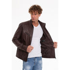 The Alamo Brown Leather Men Jacket