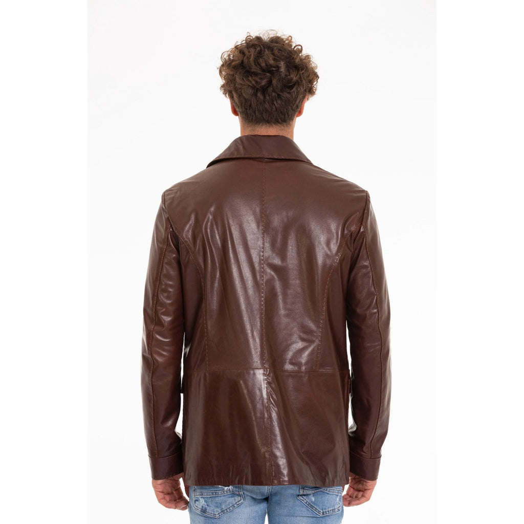 The Turro Brown Leather Men Jacket