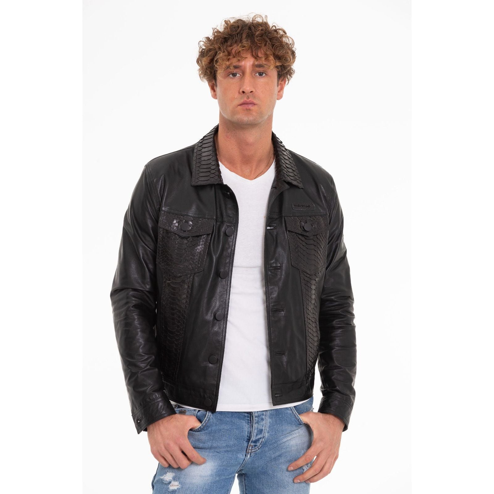 The Cacin Snake Black Leather Men Jacket