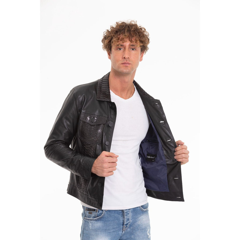 The Cacin Snake Black Leather Men Jacket
