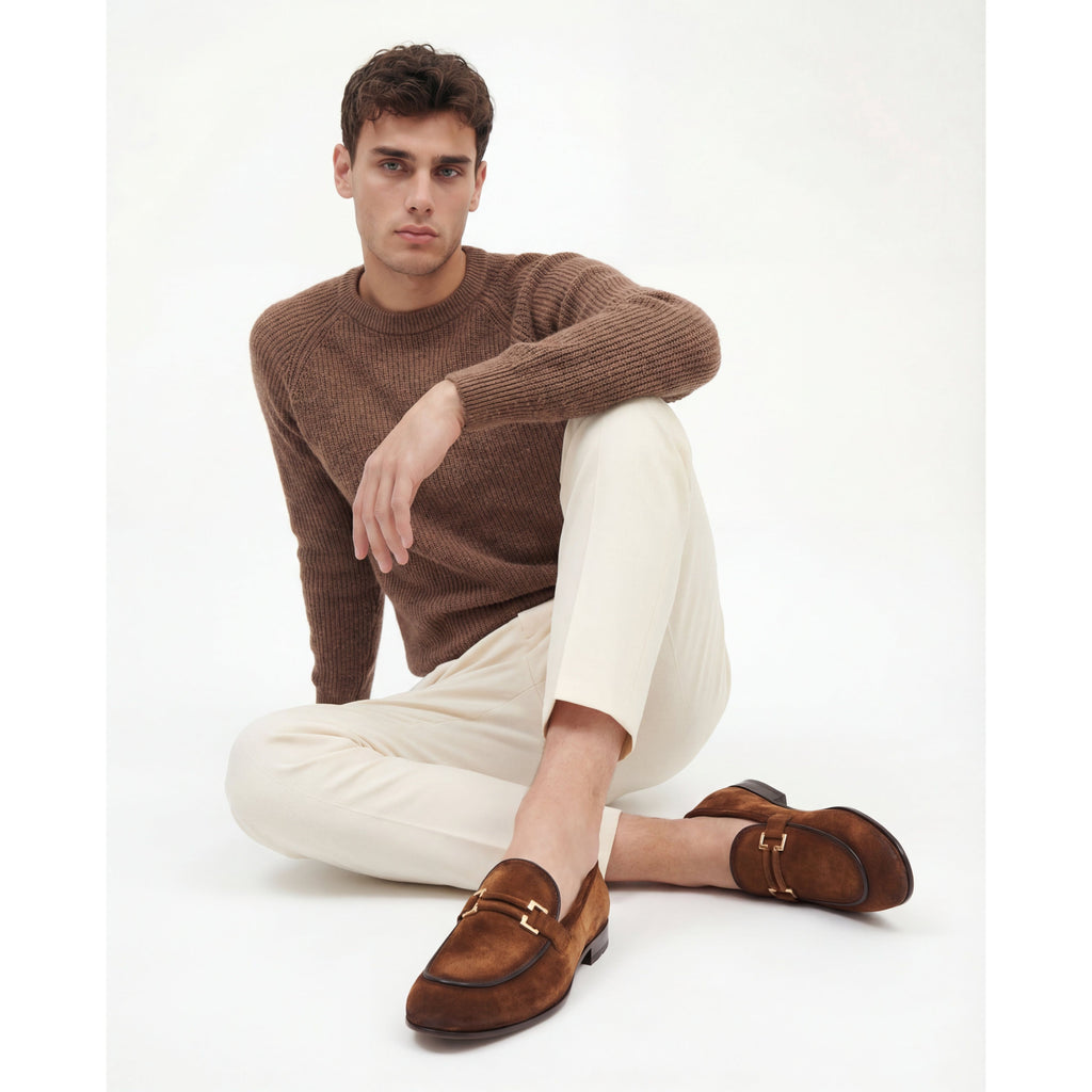 Vinci The Brooks Brown Suede Bit Loafer Men Shoe