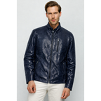 The Boss Pythn Navy Blue Leather Men Jacket Exclusive Limited Edition
