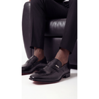 Vinci The Ashford Black Baby Buffalo Leather Loafer Men Shoe