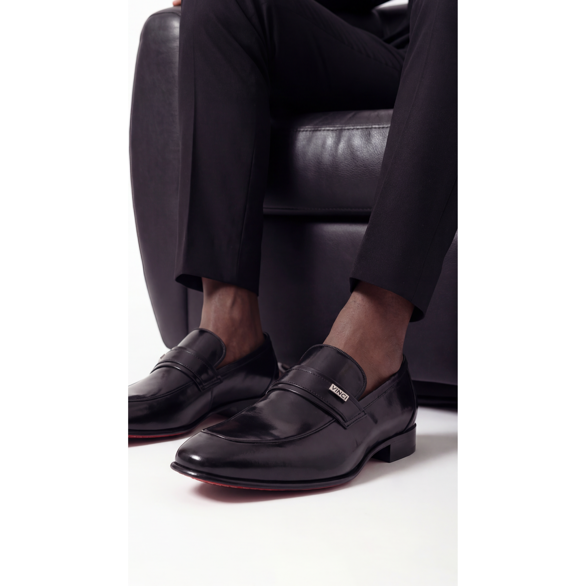 Vinci The Ashford Black Baby Buffalo Leather Loafer Men Shoe