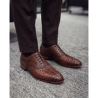 The Varenne Tan Snake Leather Oxford Men Shoe