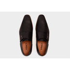 Vinci The Rolls  Woven Black Leather Single Monk Strap  Handmade Men Shoes