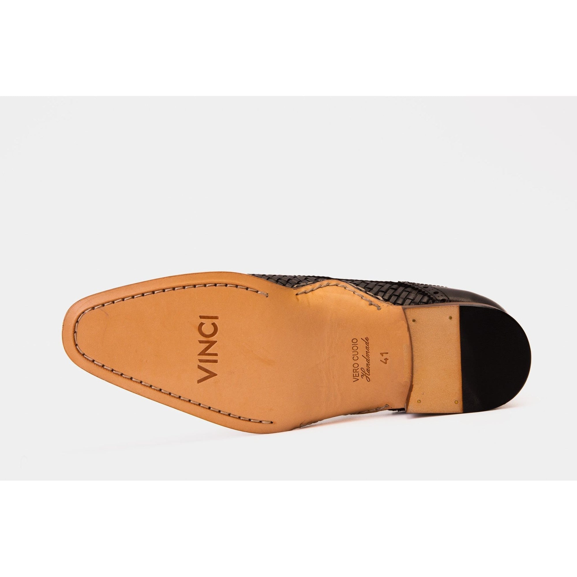 Vinci The Rolls  Woven Black Leather Single Monk Strap  Handmade Men Shoes
