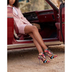 The Santa Amaro Multicolor T-Strap Lace-Up Leather Women Sandal