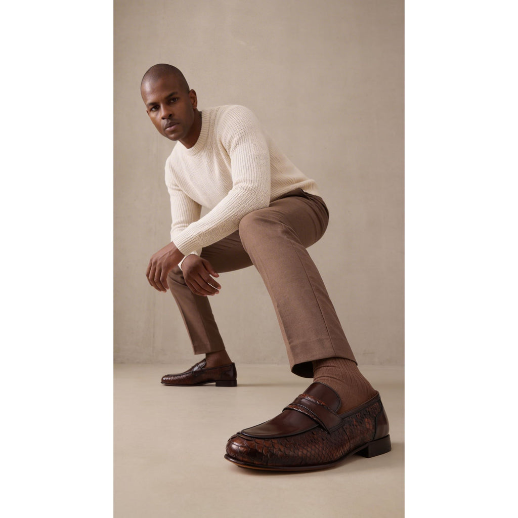 The Aurelio Snake & Baby Buffalo Leather Penny Loafer