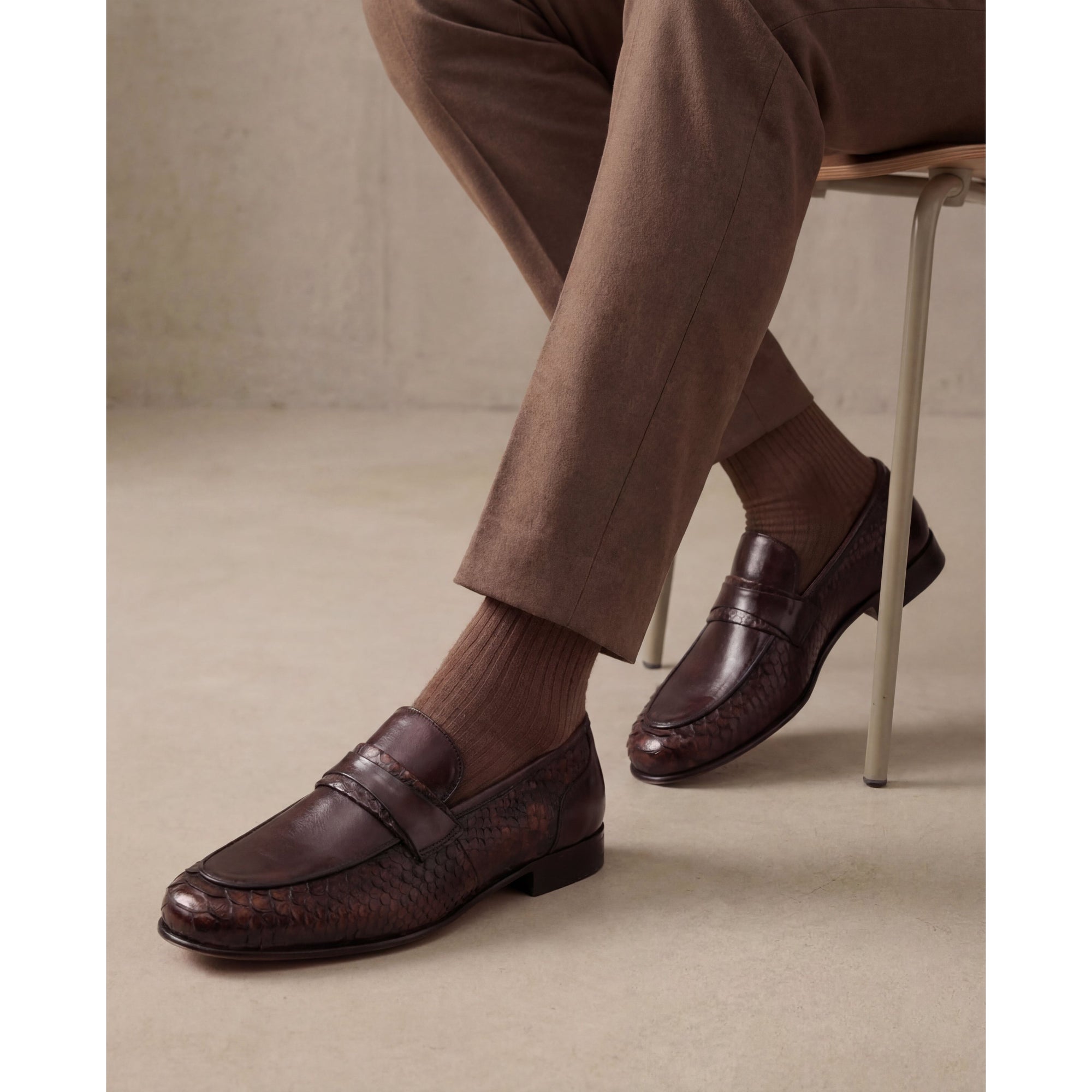 The Aurelio Snake & Baby Buffalo Leather Penny Loafer