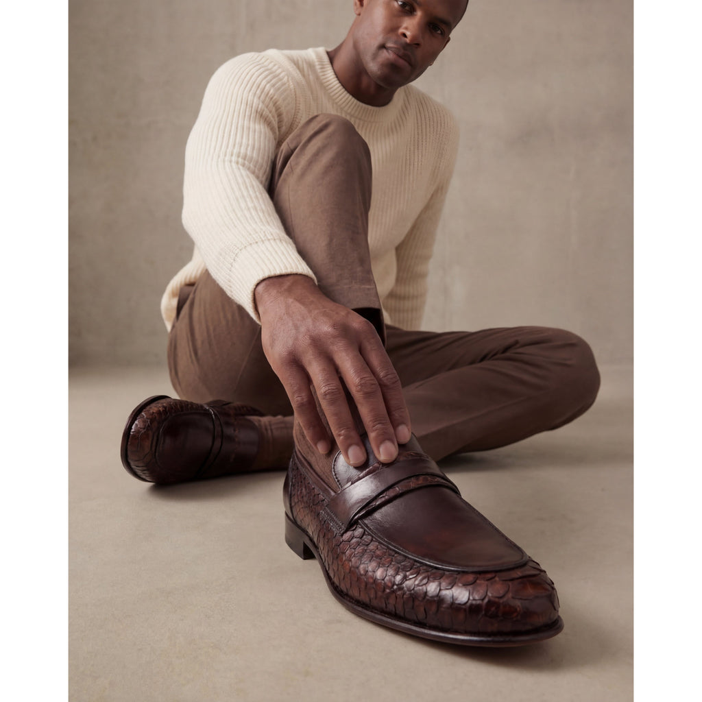 The Aurelio Snake & Baby Buffalo Leather Penny Loafer