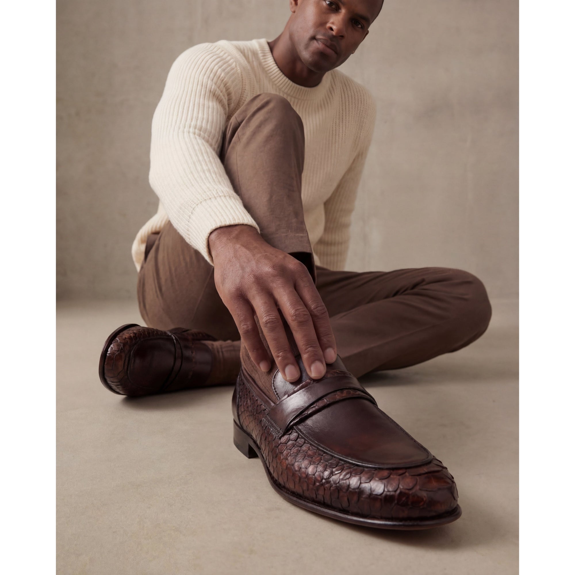 The Aurelio Snake & Baby Buffalo Leather Penny Loafer