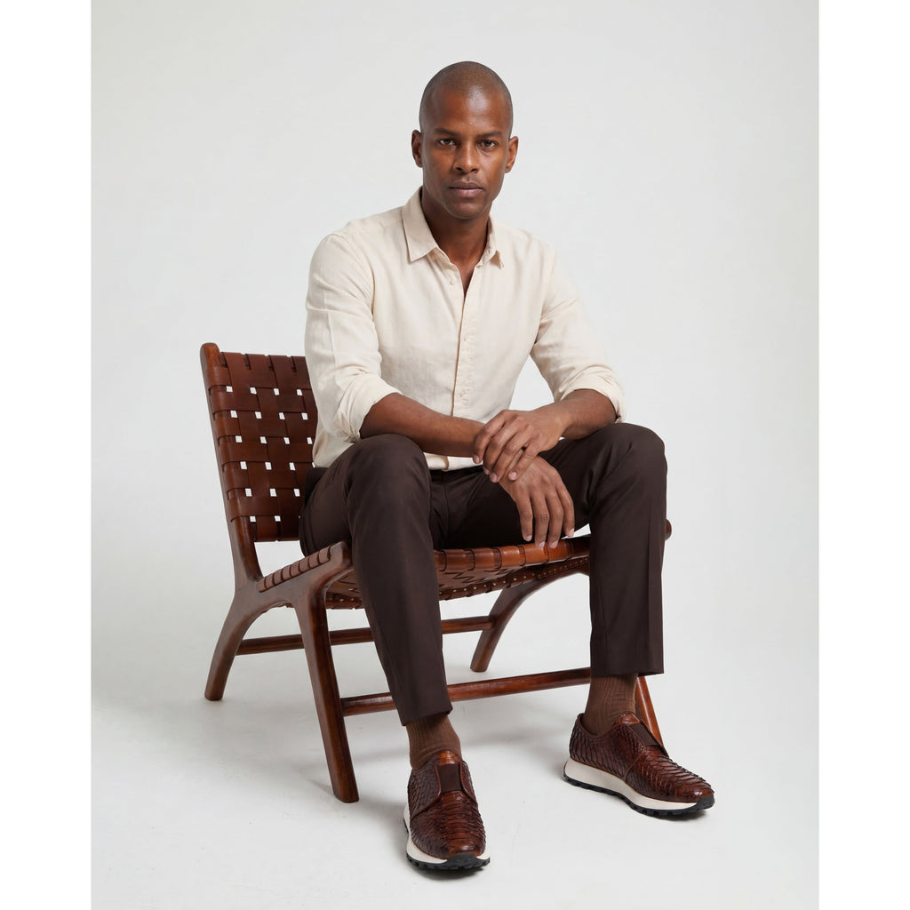 The Obsidian Tan Snake Leather Men Sneaker