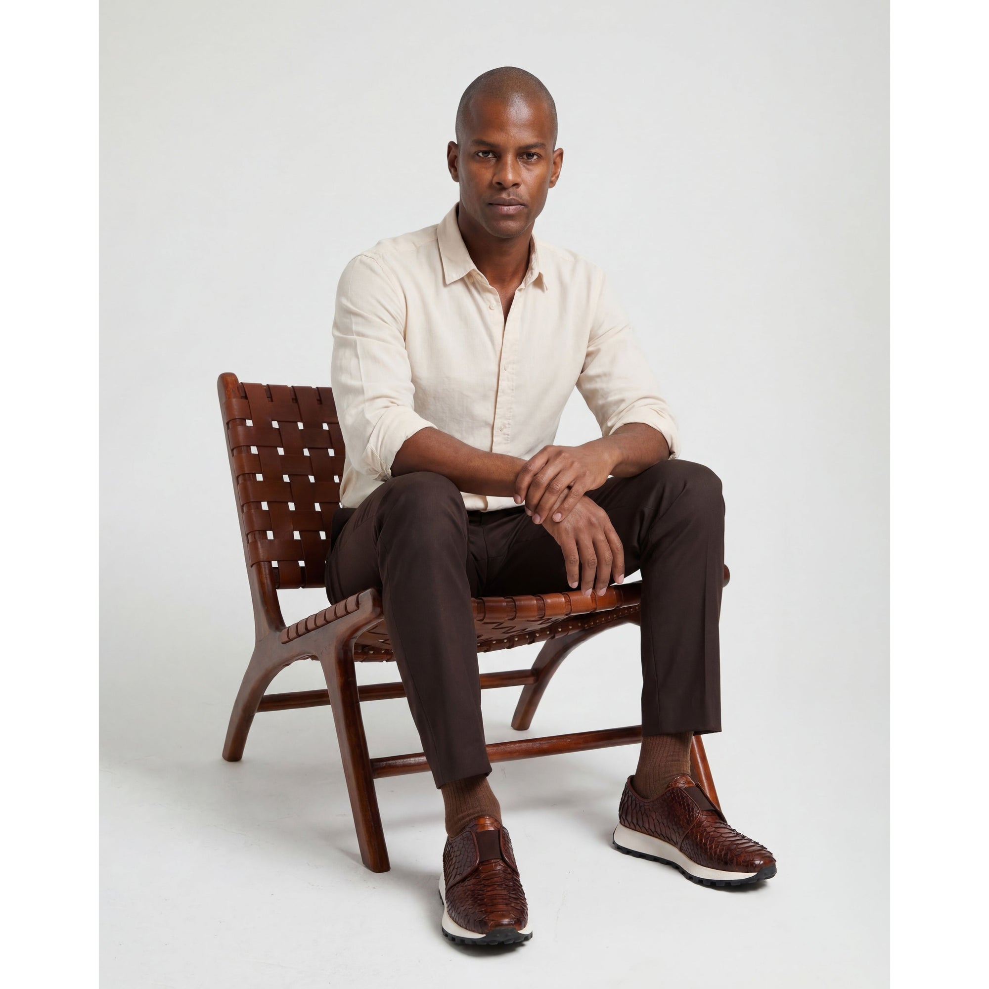 The Obsidian Tan Snake Leather Men Sneaker