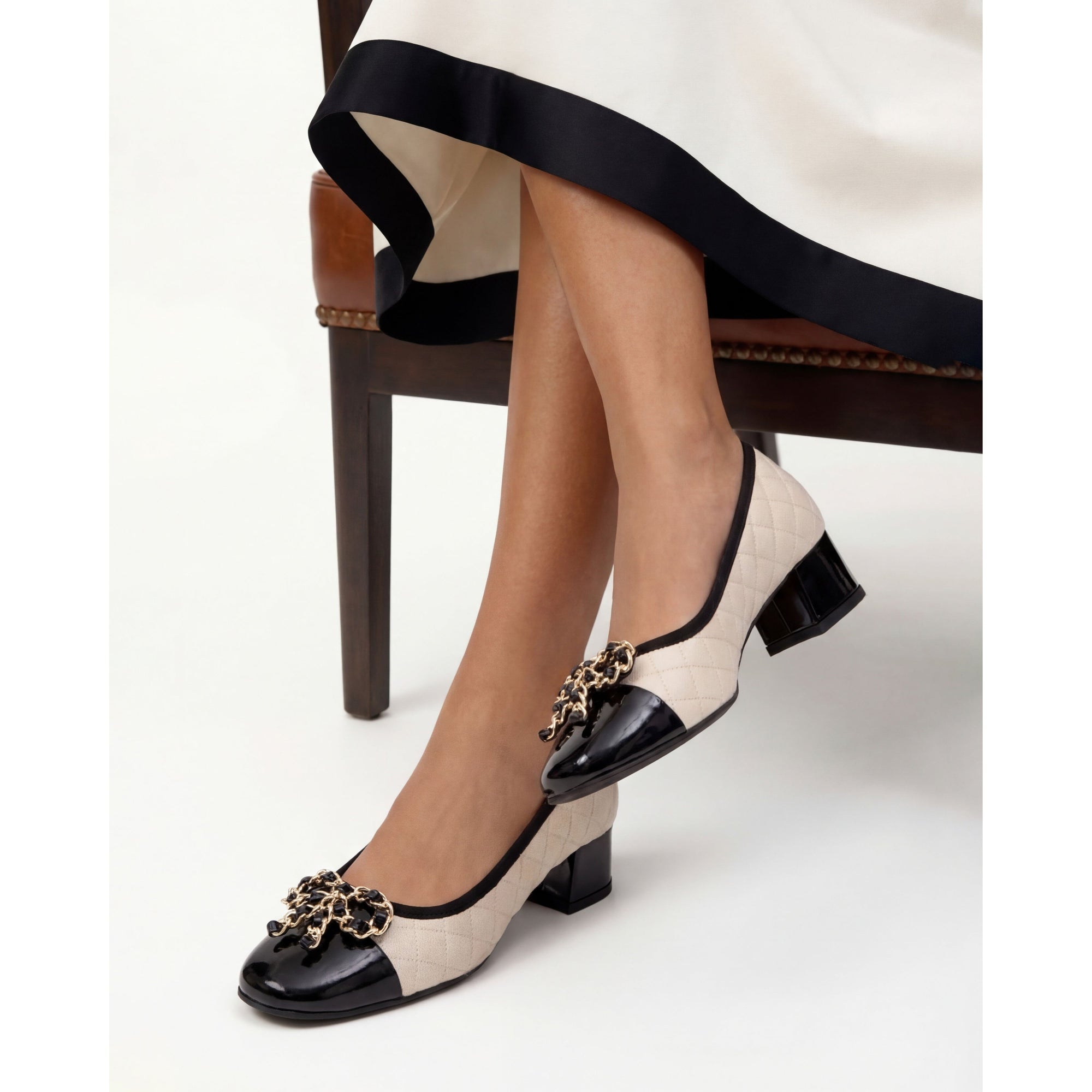 The Bellarose Ivory Quilted Leather Women Heel