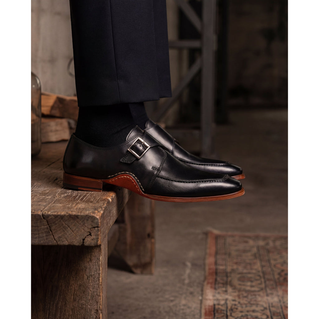 Vinci  The Hagrid Black Single Monk Strap Handmade Men Shoes