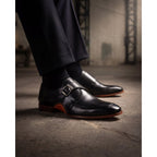 Vinci  The Hagrid Black Single Monk Strap Handmade Men Shoes