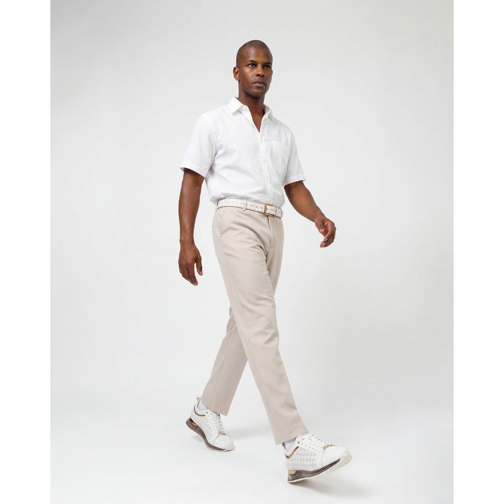 Vinci The Cenova White & Gold Leather Men Sneaker