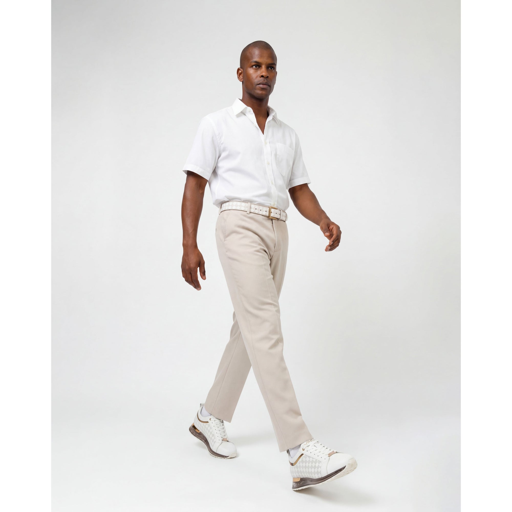 Vinci The Cenova White & Gold Leather Men Sneaker