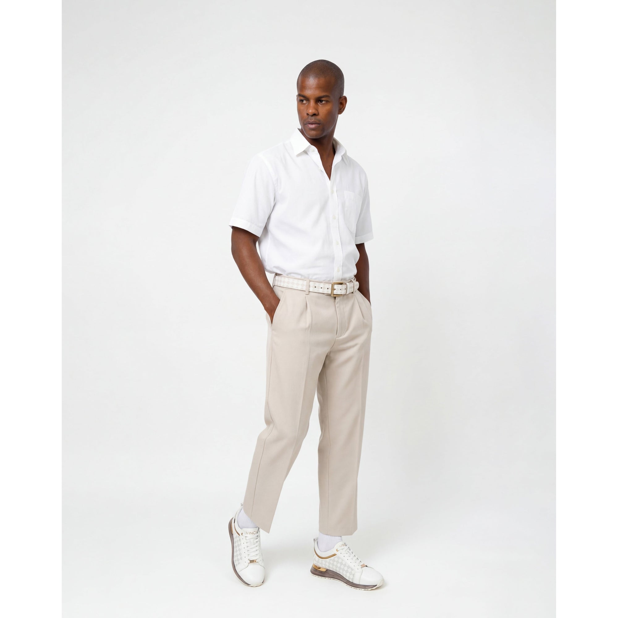 Vinci The Cenova White & Gold Leather Men Sneaker