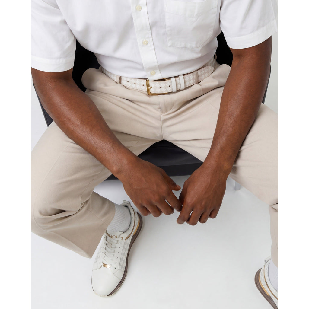 Vinci The Cenova White & Gold Leather Men Sneaker