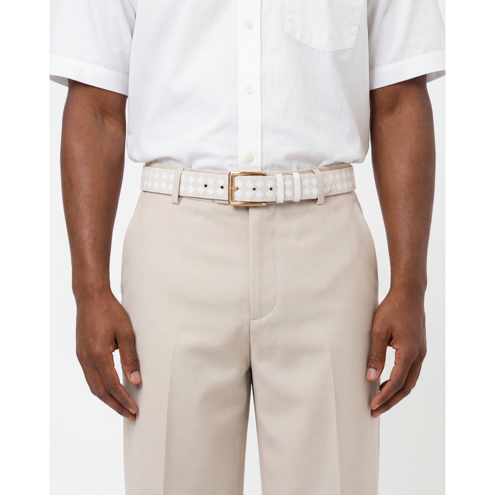 Vinci The Cenova White & Gold Leather Men Sneaker