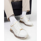 Vinci The Cenova White & Gold Leather Men Sneaker