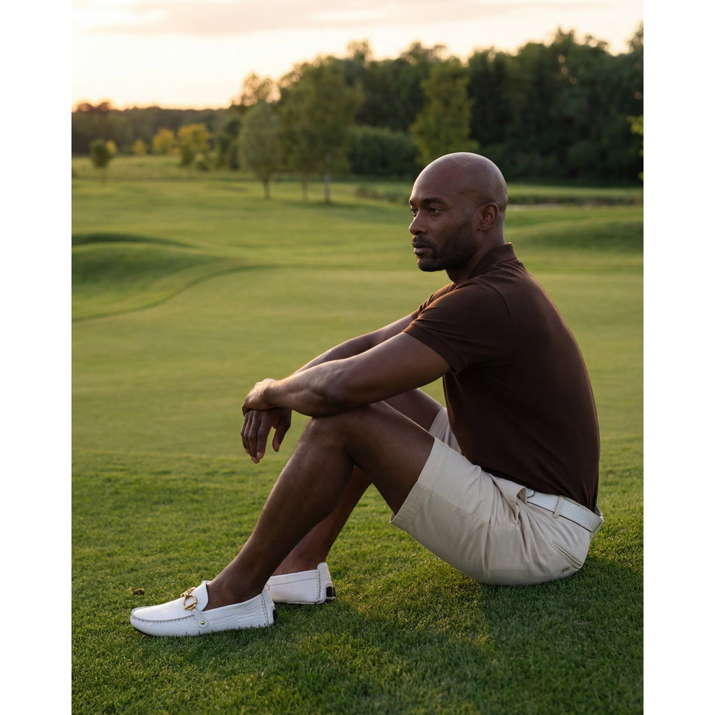 The Pisa White Leather Bit Drive Loafer Men Shoe