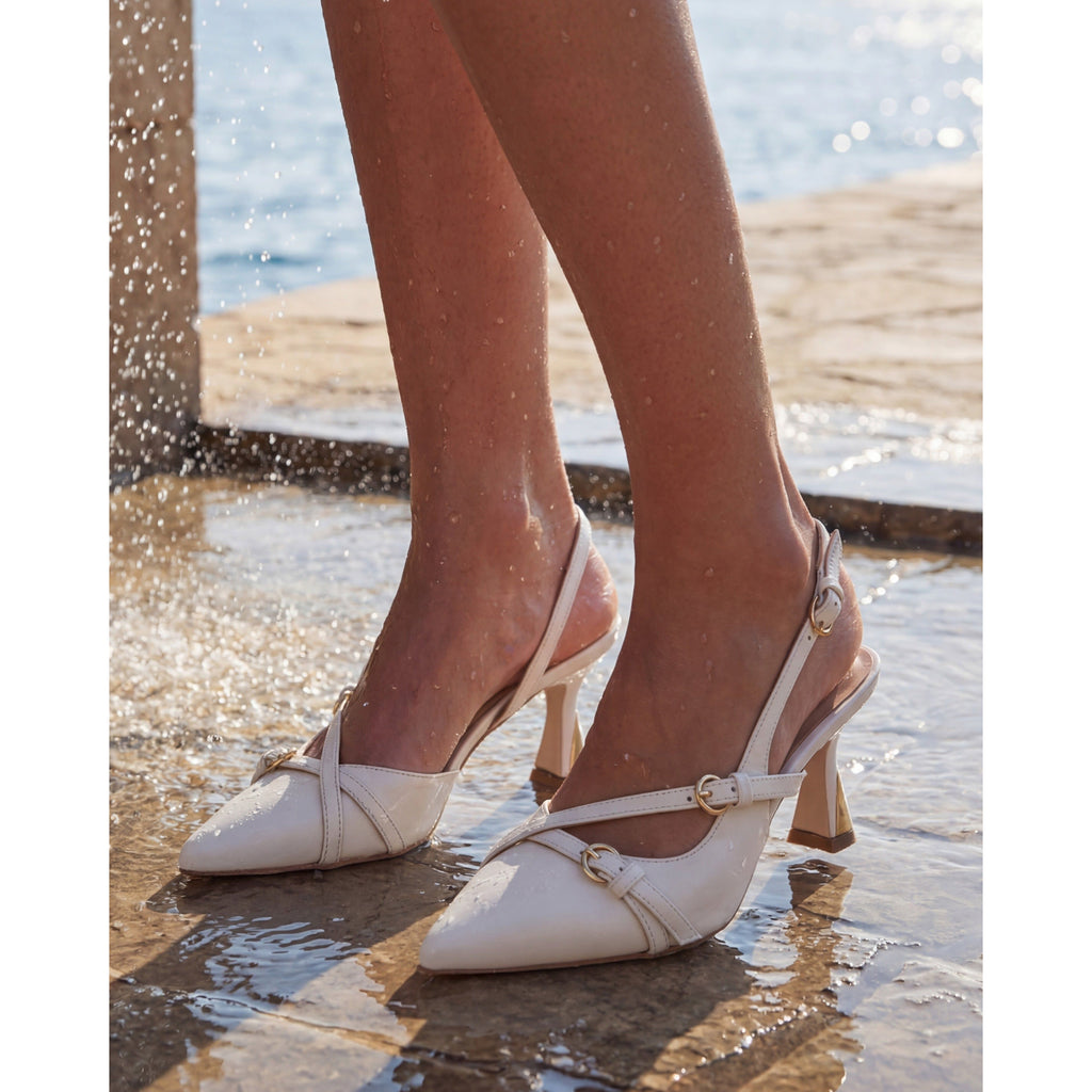 The Atlantic White Leather Slingback Women Sandal