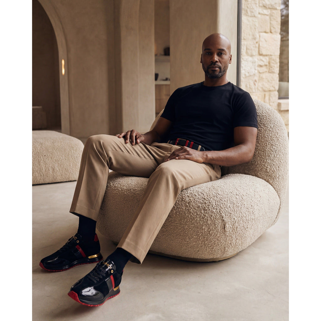 The Inferno Black & Red Leather Men Sneaker
